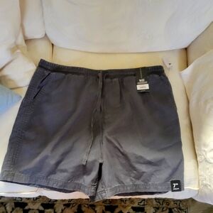 Gray Drawstring Swim Trunks